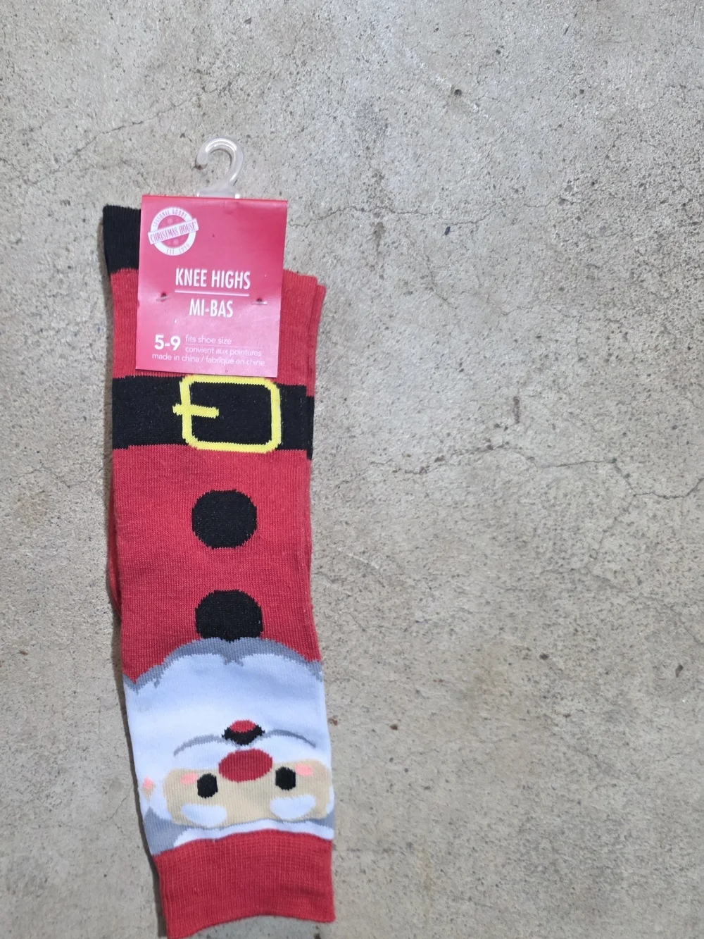Kids Red Santa Knee High Socks - Festive Holiday Design